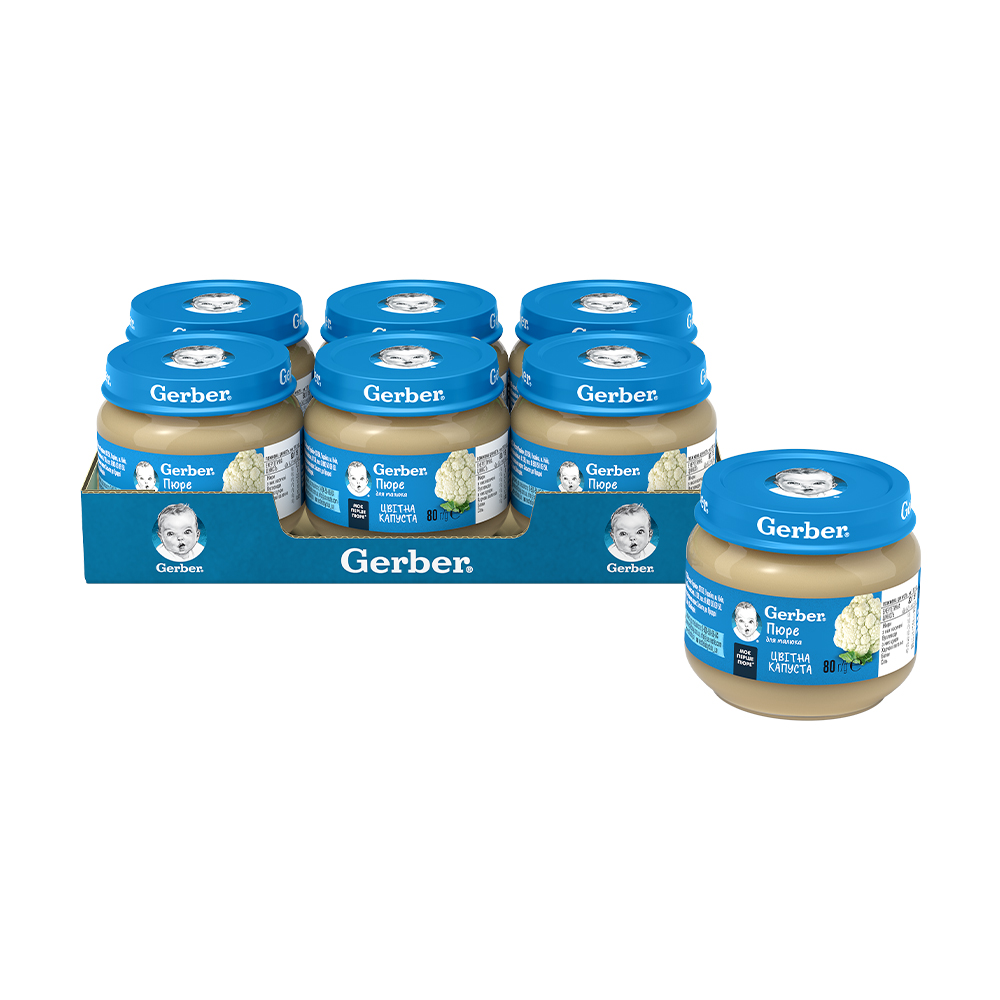 Дитяче овочеве пюре Gerber Цвітна капуста, з 6 місяців, 6*80 г